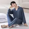 Pijama Masculino de Modal Estilo Masculino Primavera e Outono Manga Longa Novo Estilo 2026 Conjunto de Roupa para Casa Cardigan Pode Ser Usado ao Ar Livre