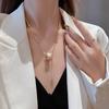 Collar de perlas de colores apiladas largas, de lujo, ligero, estilo francés, cadena de clavícula elegante y sencilla, collar retro de alta calidad para mujer