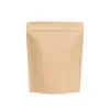 Bolsa de papel kraft amarilla bolsa autosellante bolsa autosoportante ventana no transparente sellado bolsa de embalaje para alimentos té dátiles rojos fruta seca 100