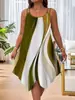 2025 Ropa Nueva de Mujer Europea y Americana Amazon de Doble Tirante Verano Casual Dobladillo Asimétrico Cuello Redondo Vestido al por Mayor