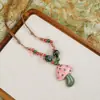 Collar Largo de Cuerda Trenzada con Cuentas de Cerámica Bohemia Coloridas y Estrella de Mar para Mujer, Estilo Étnico Retro