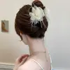 Nuevo Pasador Floral para el Cabello con Plumas 2025, Pasador Estilo Francés para la Parte Trasera de la Cabeza, Pinza de Tiburón de Tamaño Mediano para el Cabello, Pasador con un Toque de Elegancia