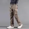 Calças cargo masculinas com múltiplos bolsos, calças retas folgadas, calças compridas plus size para outono e inverno, calças jogger masculinas, calças casuais