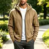 Chaqueta con capucha y cremallera de estilo funcional para hombre, talla europea, para otoño e invierno, chaqueta de trabajo con cremallera y múltiples bolsillos, de bloques de color