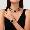 Moda Popular Transfronteriza Europea y Americana Personalizada Metal Geométrico Collar Creativo Simple Metal Collar Pulsera Juego de Joyería