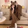 Pijama Manto com Capuz Fofo Feminino Terno de Veludo Pode Ser Usado Fora no Inverno Forrado com Fleece e Espessado Roupas Casuais Soltas para Casa Femininas
