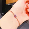 Estilo Francés Retro Estilo de Corte Joyería de Lujo Ligero Plata de Ley S925 Chapado en Oro Tanzanita Natural Elegante Pulsera para Mujer 5x7mm