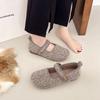 Sapatos Mary Jane Redondos Retro Franceses com Plus Veludo para Mulheres Atacado Novo Estilo Coreano Estilo Fada Sapatos Planos de Pelo para Mulheres para Usar Fora