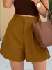 2026 Shorts Femininos Casuais Europeus e Americanos Amazon Fashion de Cintura Alta Soltos de Cor Sólida Perna Reta Perna Larga Corte A