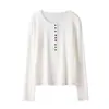 Camiseta de Punto de Manga Larga con Medio Botón de Lino Lyocell para Mujer, Nuevo Diseño Primavera/Verano, Top Interior Elegante y Versátil