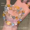Pulsera de Aguamarina Amarilla Imitación, Diseño de Nicho de Lujo Ligero Estilo Ins, Pulsera de Cristal Blanco, Regalo para el Festival Qixi