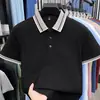 Camisa Polo de Algodón 100% Puro con Rayas en Contraste para Hombre, Nuevo Modelo 2026, Absorbe la Humedad, Transpirable, Camiseta Fina de Manga Corta para Hombre de Verano