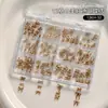 Set de 12 piezas de accesorios de arte de uñas de lazo de dibujos animados, decoraciones de uñas de lazo de resina tridimensionales en color Maillard para otoño e invierno