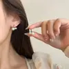 Pendientes de Perla con Forma de Corazón y Cruz de Estilo Francés Vintage, Nuevo Diseño de Nicho de Moda, Clips para Orejas de Lujo Ligero, Pendientes de Gama Alta