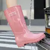 2026 Botas de Lluvia para Adultos de Color Sólido, Caña Alta, Antideslizantes, Impermeables, Zapatos de Agua de PVC para Trabajo en Cocina para Mujer