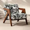 Sofá Individual de Madera Maciza Nórdica Richard Estilo Vintage Francés Sillón Sofá para Sala de Estar Silla de Balcón para Ocio Sofá Perezoso