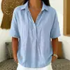Estação de Verão 2026 Nova Roupa Feminina Camisa de Cor Sólida com Gola Lapela Manga Curta Solta Confortável Transfronteiriça Europeia e Americana Amazon