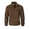 Comercio Exterior Transfronterizo Invierno Nuevo Modelo Amazon Sudadera de Forro Polar Coral Color Sólido Cuello Alto con Media Cremallera Cálida para Exteriores Cuello Alto Cortavientos