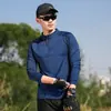 Venta al por mayor de ropa de otoño para exteriores, ropa de secado rápido con cuello alto, camiseta elástica de manga larga estilo pareja, ropa de fitness para hombre, ropa deportiva para mujer