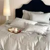Juego de cuatro piezas de algodón de fibra larga de 60 hilos con bordado estilo INS, sábana bajera ultra suave de algodón puro, juego de tres piezas de dibujos animados para niños