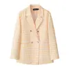 Blazer de Raya de Perro de Doble Botonadura Nuevo Europeo y Americano Primavera/Otoño 2026 Moda Femenina Traje Casual Temperamento Superior