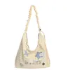 Bolsa de Lona Rayada para Mujer, Gran Capacidad, Bolso de Mano de Dibujos Animados para Estudiantes, Bolso de Hombro de Nicho para el Trabajo