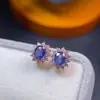Brincos de Safira Natural, a Cor é Boa e as Contas são Todas Finas. Prata S925 Inlaid de Precisão Pedra Principal Tamanho 4*5mm