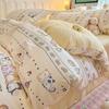 Juego de cama de dibujos animados de algodón puro de cuatro piezas 2025 Nuevo Invierno Ropa de cama para niños Sábanas Cubre edredón Juego de cama de tres piezas para dormitorio