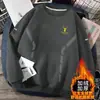 Nueva Camiseta de Manga Larga con Cuello Redondo Otoño/Invierno 2025, Sudadera Gruesa Versátil de Moda con Forro Polar, Camiseta Básica para Hombre