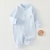 Mameluco de algodón puro Clase A para bebé para primavera y otoño, mameluco para recién nacido, estilo caballero de manga larga capa base de otoño e invierno para bebés niños