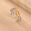 RS0024 Moda Europeia e Americana Anel de Aço Inoxidável Tema Oceano Estilo Praia de Verão para Mulheres, Anel Aberto Ajustável Popular