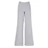 Pantalones casuales para mujer con pierna acampanada, cintura pequeña en V, estilo americano, hasta el suelo, plisados, pantalones largos grises de alta gama, pantalones cargo extralargos