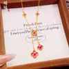 Collar de Trébol de Cinco Hojas Chapado en Oro Vietnamita para Mujer, Moderno y Elegante Estilo de Lujo Ligero, Gargantilla de Trébol de la Suerte