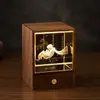 Cubo Creativo 3D Galaxia Cristal Tallado Interior Adorno de Escritorio Artesanía de Madera Lámpara de Noche Decoración Regalo de Cumpleaños