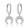 RAKOL Aretes de Moda Populares con Diseño de Nicho Europeo y Americano, Aretes Estrella Luna, Aretes Geométricos Transfronterizos de Zirconia
