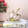 Tazas de Esmalte al por Mayor del Fabricante, Nuevo Estilo para Mujeres, Tazas de Té con Flores de Alto Valor para el Hogar, Vasos de Agua Exquisitos de Oficina de Gama Alta