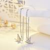 Pendientes de Diseño Creativo Qiao Lanxuan para Mujer Hada Pequeña Viento Frío Verano Diamante Largo Papel de Deseos Grulla Línea de Oreja