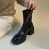 Botas elásticas ajustadas de tacón alto para mujer 2026, botas de moda retro con plataforma y cremallera, elegantes y modernas, botines de punta redonda que aumentan la altura