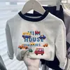 Camiseta de algodón puro para niños, nueva de primavera y otoño 2026, estilo coreano, manga larga, cuello redondo, bloques de color, top para bebé, camiseta