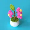 Transfronteiriço Novo Acabamento Lã Desktop Puff Mini Vaso de Flores de Lã Crochê Feito à Mão Flor Artificial Carro Casa
