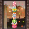Vaso de Flores Rosa de Páscoa Enfeites de Ovos de Páscoa Decoração de Desenho Animado Loja Adesivos Estáticos para Porta de Vidro Janela Flores