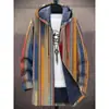 Chaqueta de Invierno Transfronteriza para Hombre con Forro de Felpa Estampado, Engrosada, Cortavientos, Manga Larga, Cremallera, Moda, con Capucha, Corte Holgado