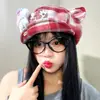 Boina Original Estilo Japonés con Orejas de Cachorro y Gato para Mujer 2025, Estilo Anime Lindo, Pequeño Sombrero Octagonal Adelgazante, de Moda