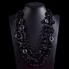 Colar estilo étnico boêmio pingente de casca de coco contas coloridas multicamadas vintage tecido à mão longo colar joia feminina