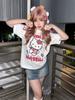 Ins Super Caliente Camiseta de Manga Corta para Mujer Adolescente Anime Top Ropa Estampada Algodón Puro Camiseta de Manga Corta Femenina Moderna Estudiante