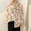 Camisa Floral Retrô Vintage Estilo Hong Kong para Homens e Mulheres Verão Tendência Marca Havaiana Despojada Cool Solta Camisa de Manga Longa Casaco para Casal