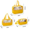 Bolsa de Cosméticos con Costura Creativa Simple de PVC Impermeable Gran Capacidad Bolsa de Artículos de Tocador Portátil Bolsa de Almacenamiento Multiusos