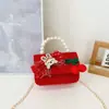 Año Nuevo Año Nuevo Sobres Rojos Infantiles Lazo Perla Portátil Bordado Dibujos Animados Peluche Princesa Niña Bandolera Billetera para Monedas