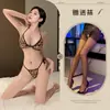 Lencería Sexy Nueva Sexy Caliente Estampado de Leopardo Uniforme Hueco Correa de Cuello de Tres Puntos Apasionada Sin Quitarse Femenina Al Por Mayor