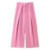Ropa de Mujer al por Mayor Transfronteriza Estilo Europeo y Americano Nuevo Versátil Fluido Pantalones de Traje Sueltos de Pierna Ancha Pantalones Casuales Largos hasta el Suelo 8219100
